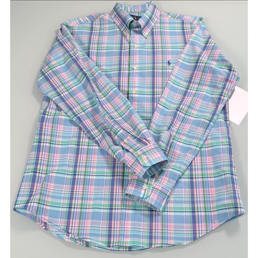Ralph Lauren Stretch Shirt Mens M Multicolor Plaid Button Down Preppy - Picture 2 of 15